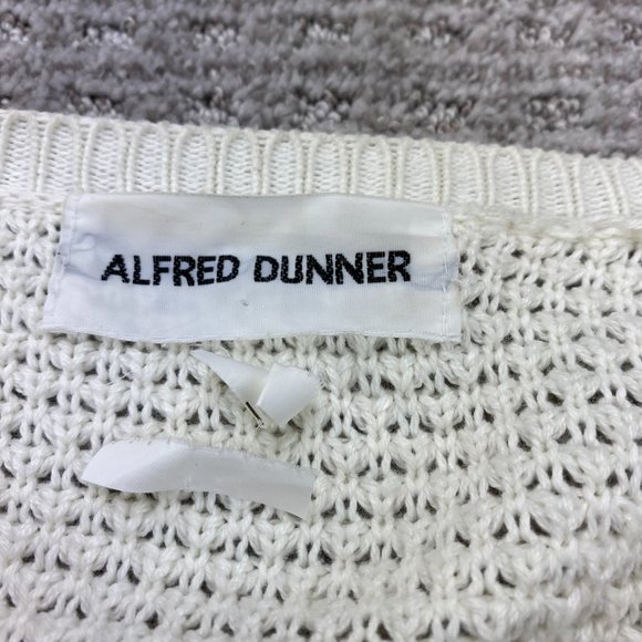 Coastal Grandma Alfred Dunner Sweater Women Fits L-XL White Floral Embroidered - Picture 3 of 15